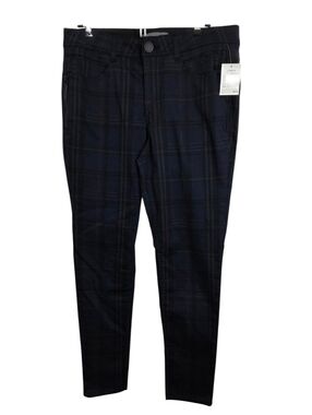 NWT Wit & Wisdom Democracy Midnight Blue Plaid Jeans Pants Zipper Accent Size 12